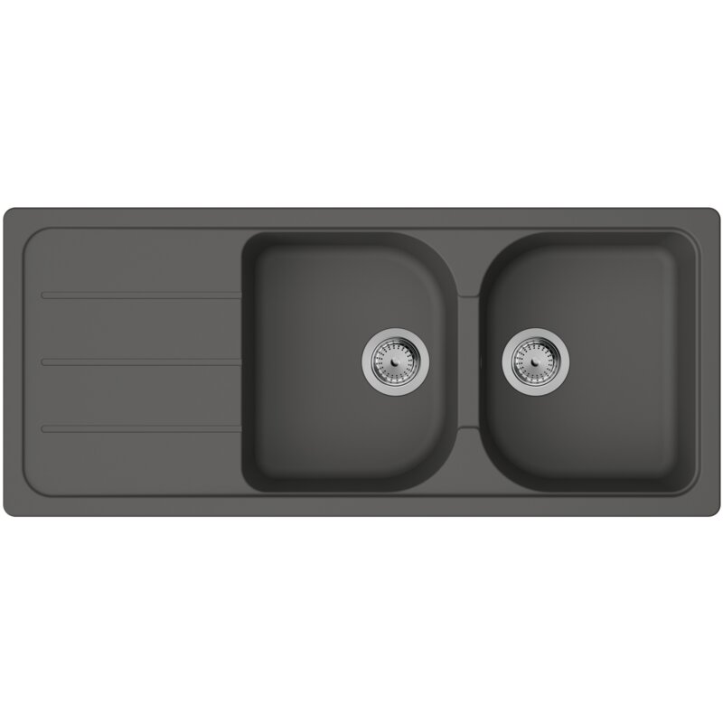 Zlewozmywak dwukomorowy z ociekaczem HANSGROHE S52 43348290 Kamienny szary 50x116
