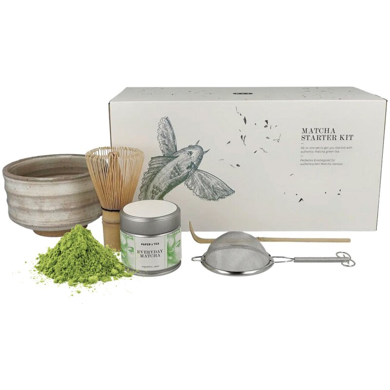 Zestaw do zaparzania PAPER & TEA Matcha Starter Kit + Herbata ziołowa sypana Paper & Tea Everyday Matcha 30 g