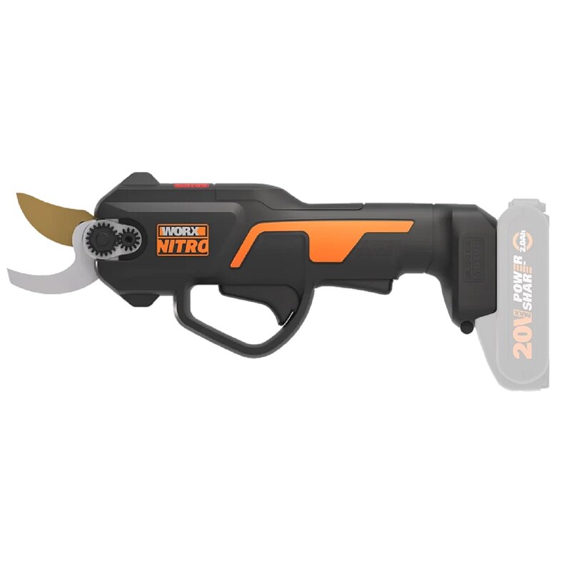 WORX Nitro WG330E.9 Akumulatorowe Nożyce do Gałęzi 20 V, Cięcie bez Wysiłku Dzięki Napędowi Silnikiem Bezszczotkowym, bez Akumulatora i Ładowarki