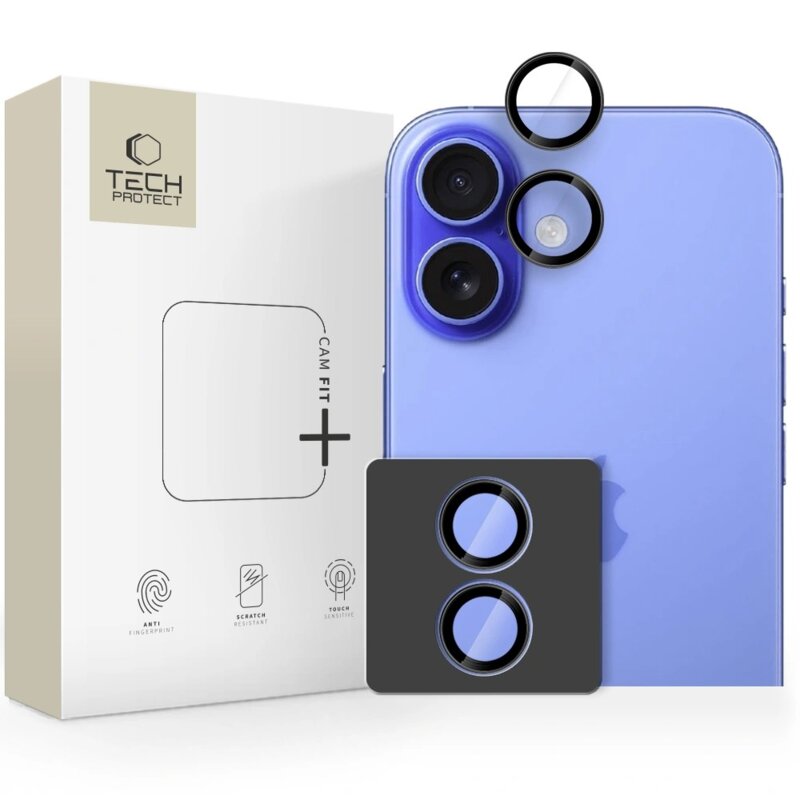 Nakładka na obiektyw TECH-PROTECT Camring Fit+ do Apple iPhone 16/16 Plus/17 Czarny