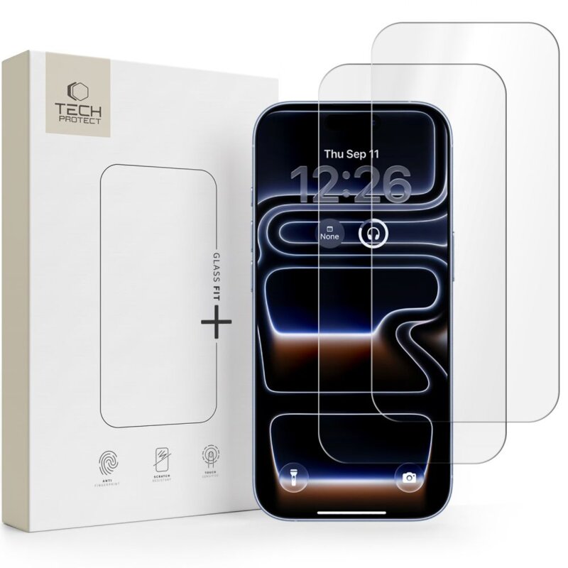 Szkło hartowane TECH-PROTECT Glass Fit+ do Apple iPhone 16 Pro/17/17 Pro/18 Pro (2 szt.)