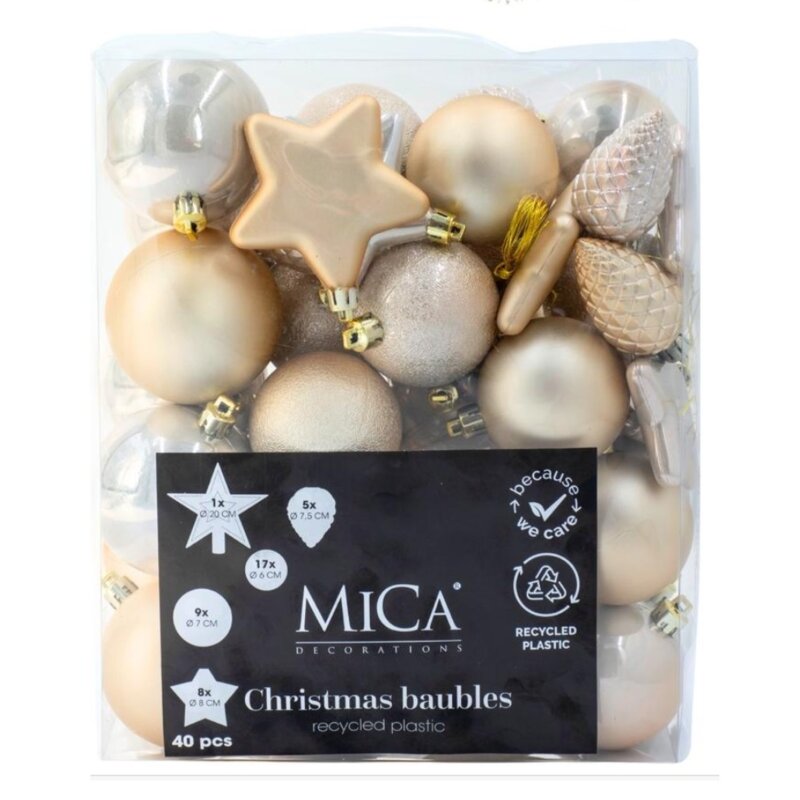 Zestaw bombek MICA 924875 Kremowy (40 sztuk)
