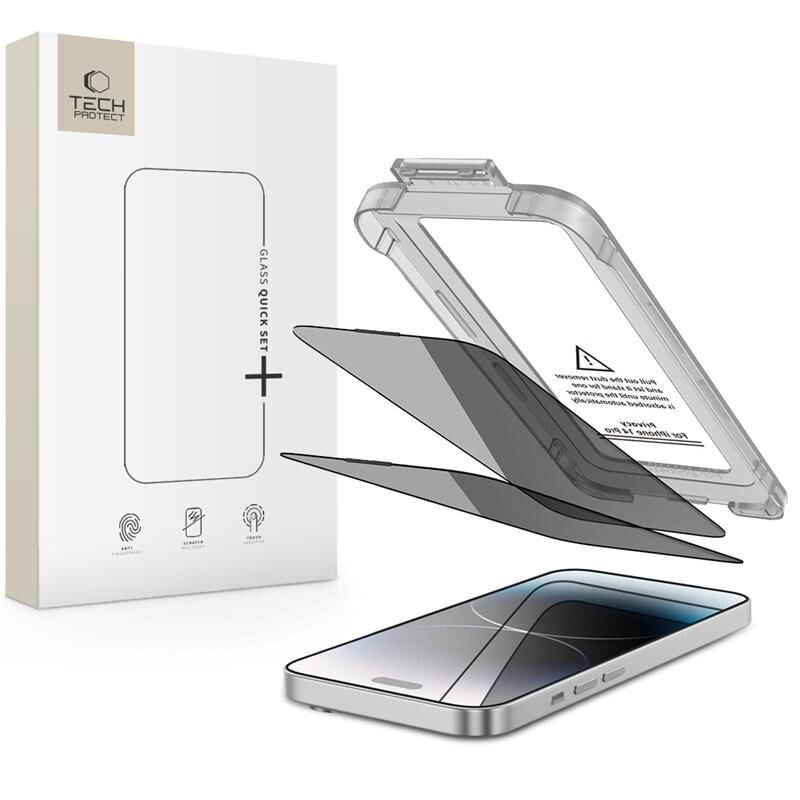 Szkło prywatyzujące TECH-PROTECT Quick Set Spy+ do Apple iPhone 14 Pro (2 szt.)
