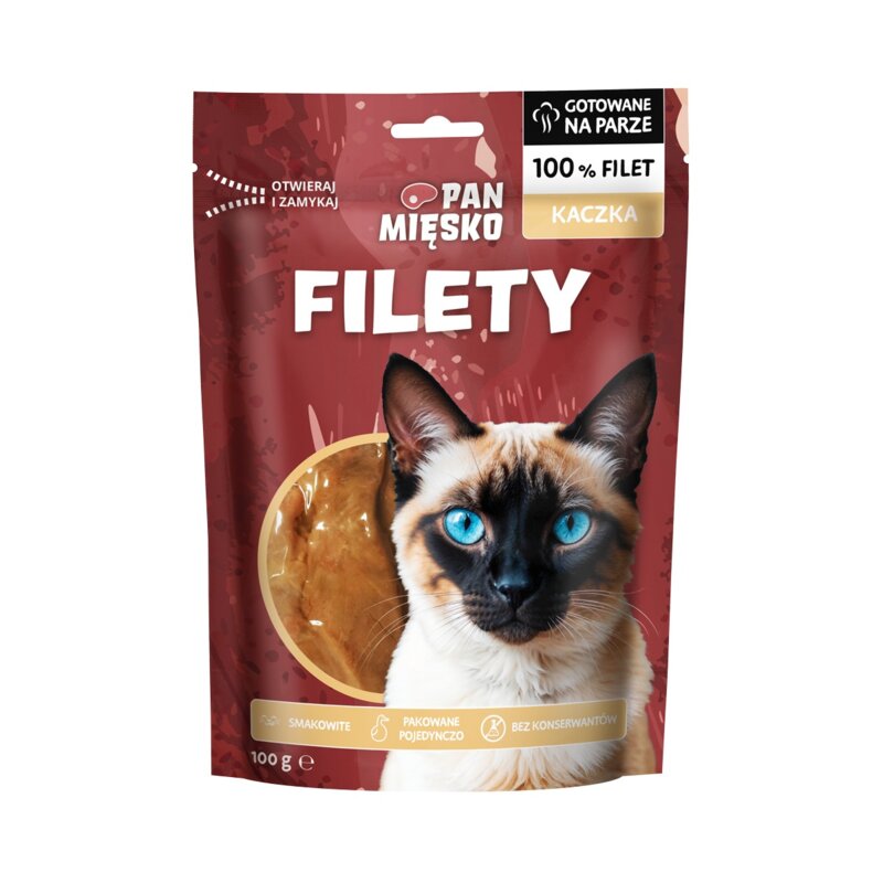 PAN MIĘSKO Filety Kaczka Mono - przysmak dla kota - 100g