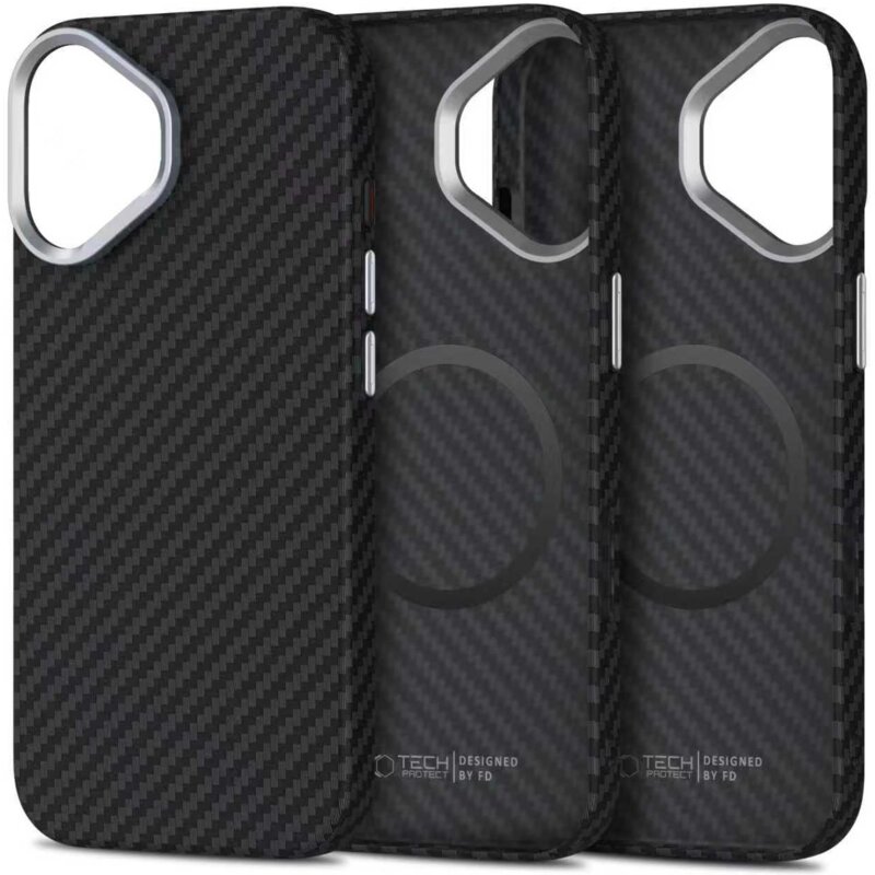 Etui TECH-PROTECT Quantum Carbon MagSafe do Apple iPhone 17 Czarno-srebrny