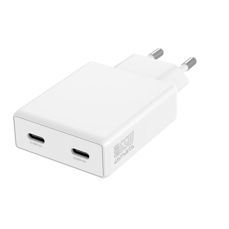 4smarts PDPlug Slim Dual GaN 2x USB-C 65W Biały