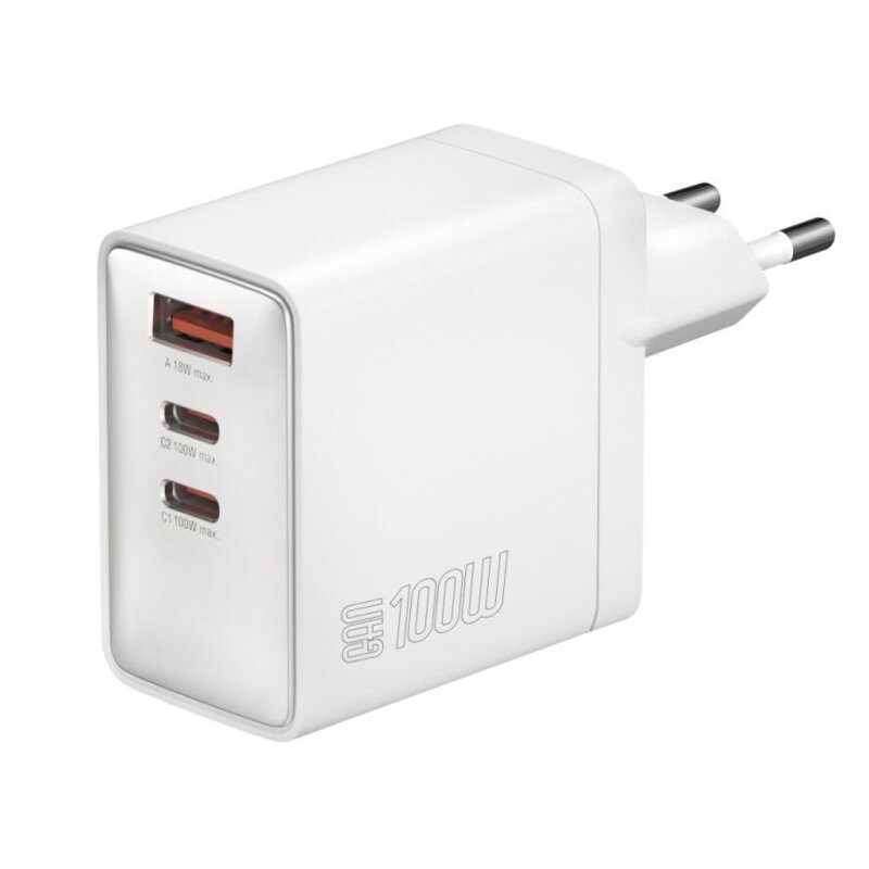 4smarts Ładowarka sieciowa Pocket 100W GaN 2xUSB-C + USB-A Biała