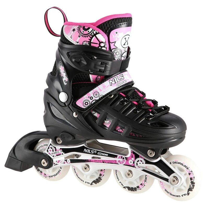 Łyżworolki NILS EXTREME NH10905 4w1 (rozmiar 35-38) Czarno-różowy