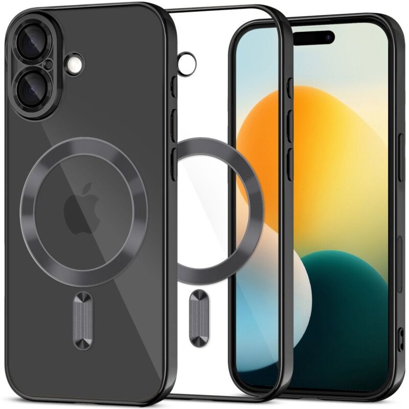 Etui TECH-PROTECT MagFlex MagSafe do Apple iPhone 17 Przezroczysto-czarny (błyszczący)