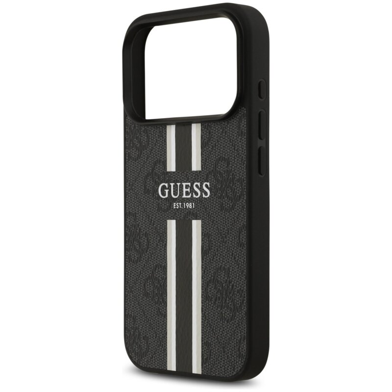 Guess 4G Printed Stripes MagSafe do iPhone 17 Pro Czarny