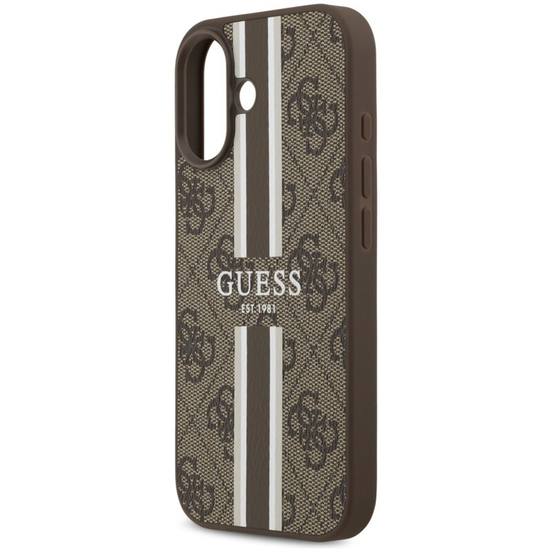 Guess 4G Printed Stripes MagSafe do iPhone 17 Brązowy