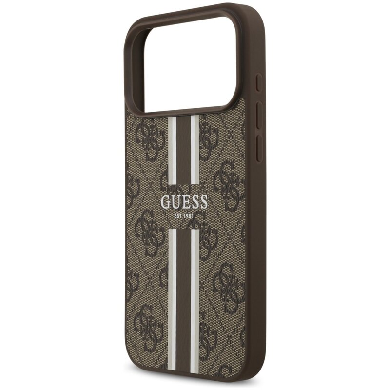 Guess 4G Printed Stripes MagSafe do iPhone 17 Pro Max Brązowy