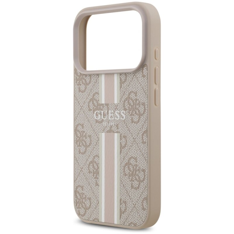 Guess 4G Printed Stripes MagSafe do iPhone 17 Pro Różowy