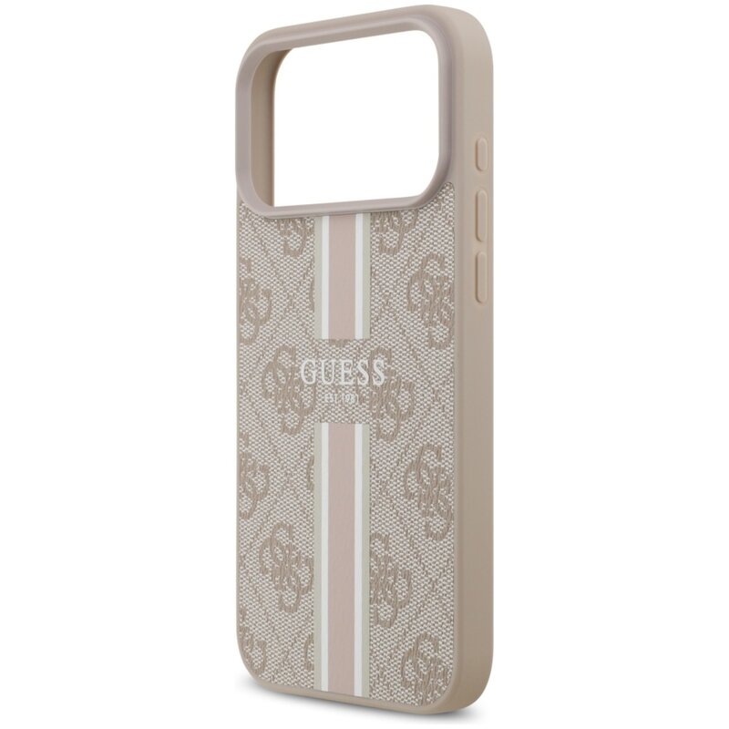 Guess 4G Printed Stripes MagSafe do iPhone 17 Pro Max Różowy