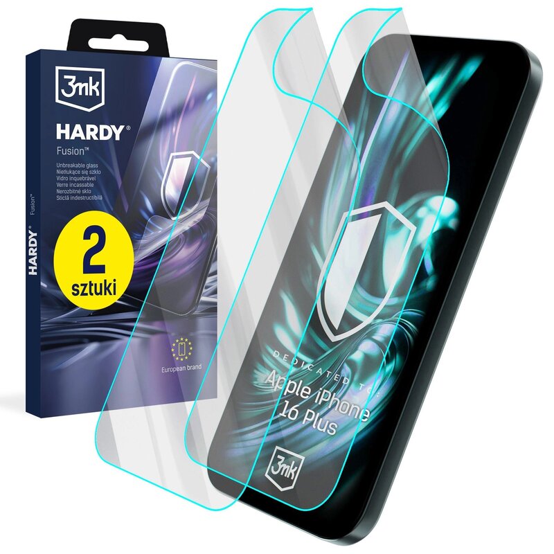 Szkło hybrydowe 3MK Hardy Fusion do Apple iPhone 16 Plus (2 szt.)