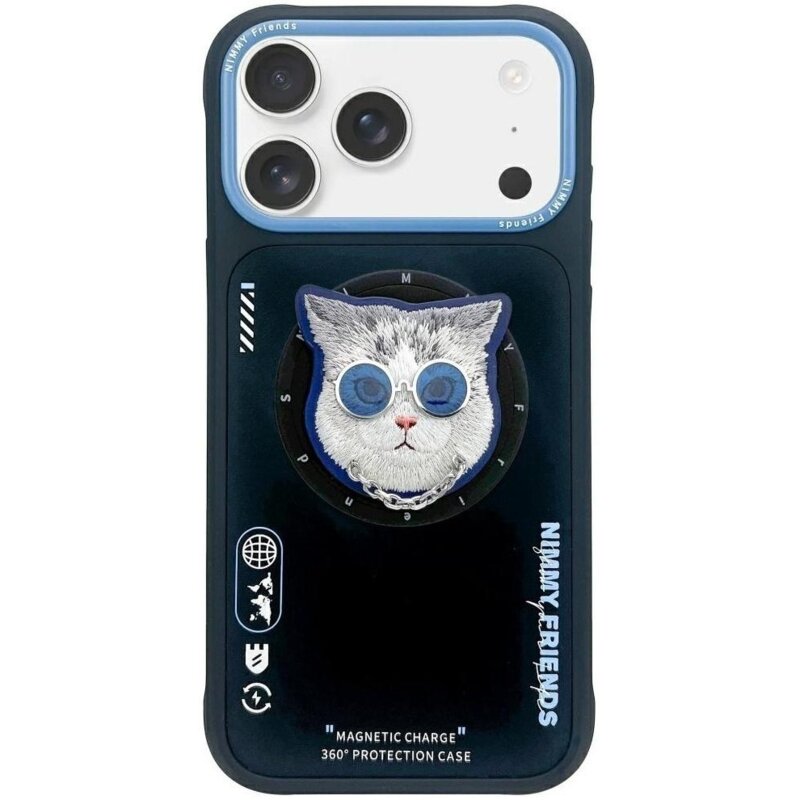 Etui NIMMY Glasses Cool Cat MagSafe do Apple iPhone 17 Pro Max Czarno-niebieski