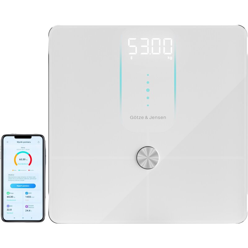 Waga łazienkowa GÖTZE & JENSEN BS906W Analizator BT Biały