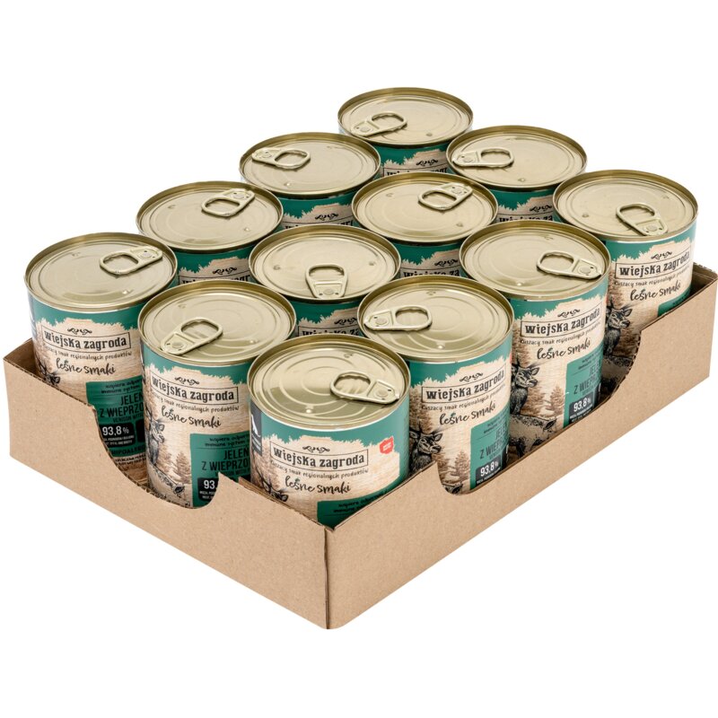 Karma dla psa WIEJSKA ZAGRODA Leśne smaki Jeleń z wieprzowiną 12 x 400 g
