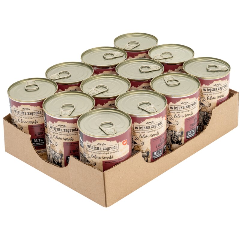 Karma dla psa WIEJSKA ZAGRODA Leśne smaki Dzik z wołowiną 12 x 400 g