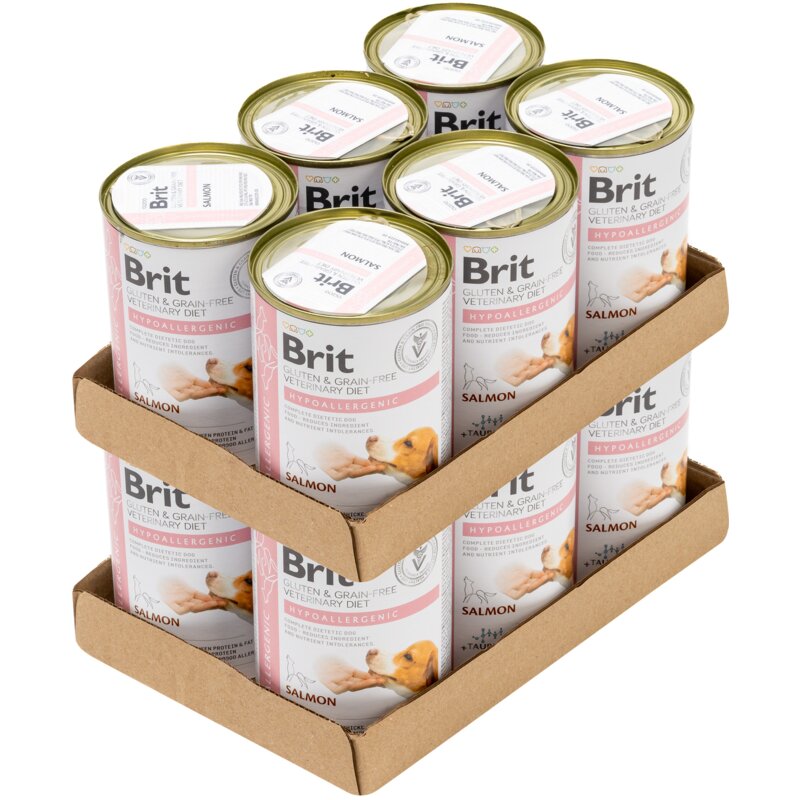 Karma dla psa BRIT Grain Free Veterinary Diets Dog Hypoallergenic Łosoś z groszkiem 12 x 400 g