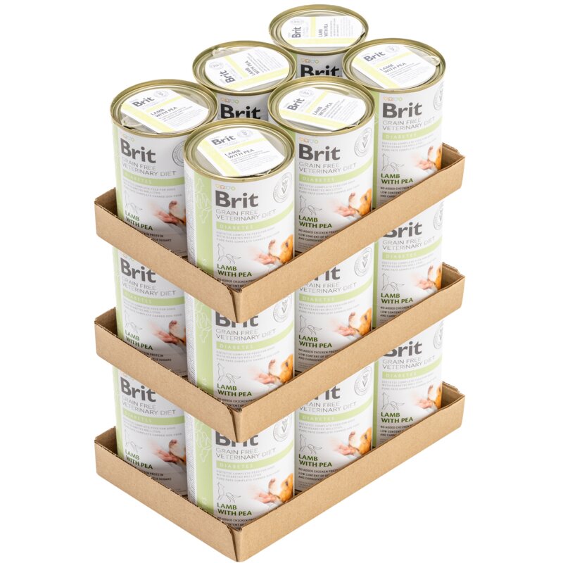 Karma dla psa BRIT Grain Free Veterinary Diets Dog Diabetes Jagnięcina z groszkiem 18 x 400 g