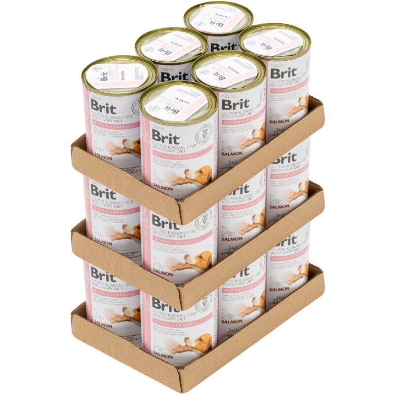Karma dla psa BRIT Grain Free Veterinary Diets Dog Hypoallergenic Łosoś z groszkiem 18 x 400 g