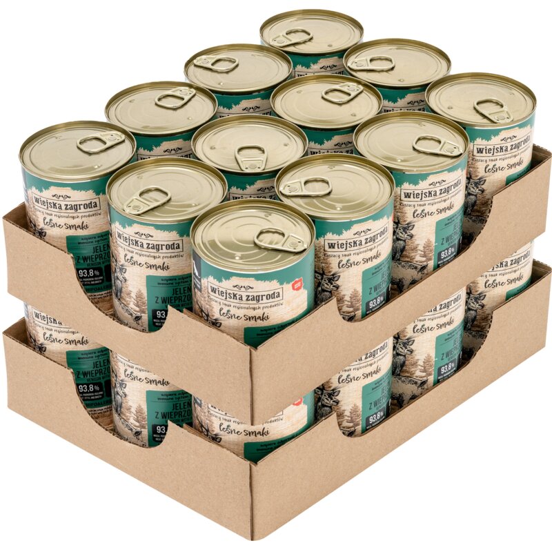 Karma dla psa WIEJSKA ZAGRODA Leśne smaki Jeleń z wieprzowiną 24 x 400 g