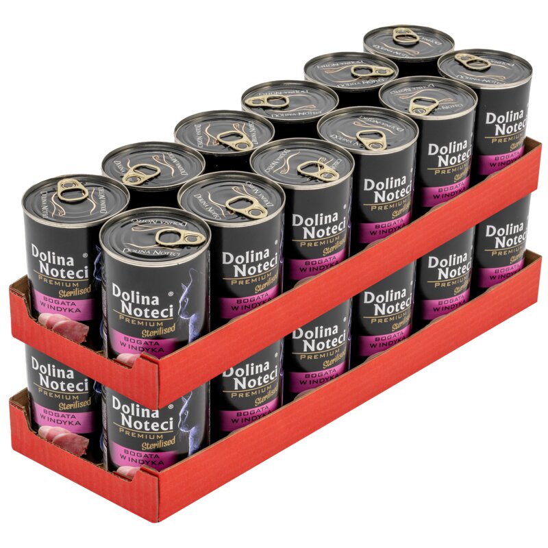 Karma dla kota DOLINA NOTECI Premium Sterilised Bogata w Indyka 24 x 400 g