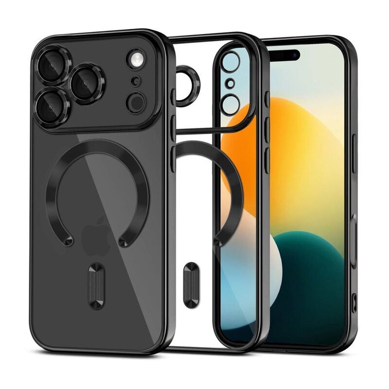 Etui TECH-PROTECT MagFlex MagSafe do Apple iPhone 17 Pro Max Przezroczysto-czarny (błyszczący)