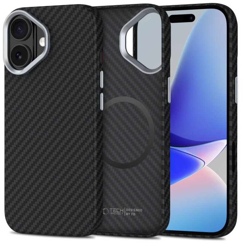 Etui TECH-PROTECT Ion Carbon MagSafe do Apple iPhone 17 Czarno-srebrny