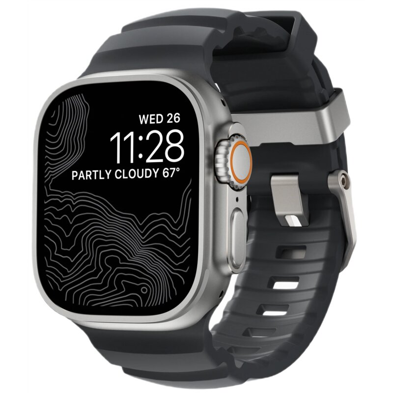 Pasek NOMAD Rocky Point Band do Apple Watch do koperty 42/44/45/46/49mm Grafitowo-srebrny
