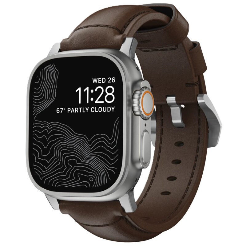 Pasek NOMAD Traditional Band do Apple Watch do koperty 42/44/45/46/49mm Brązowo-srebrny