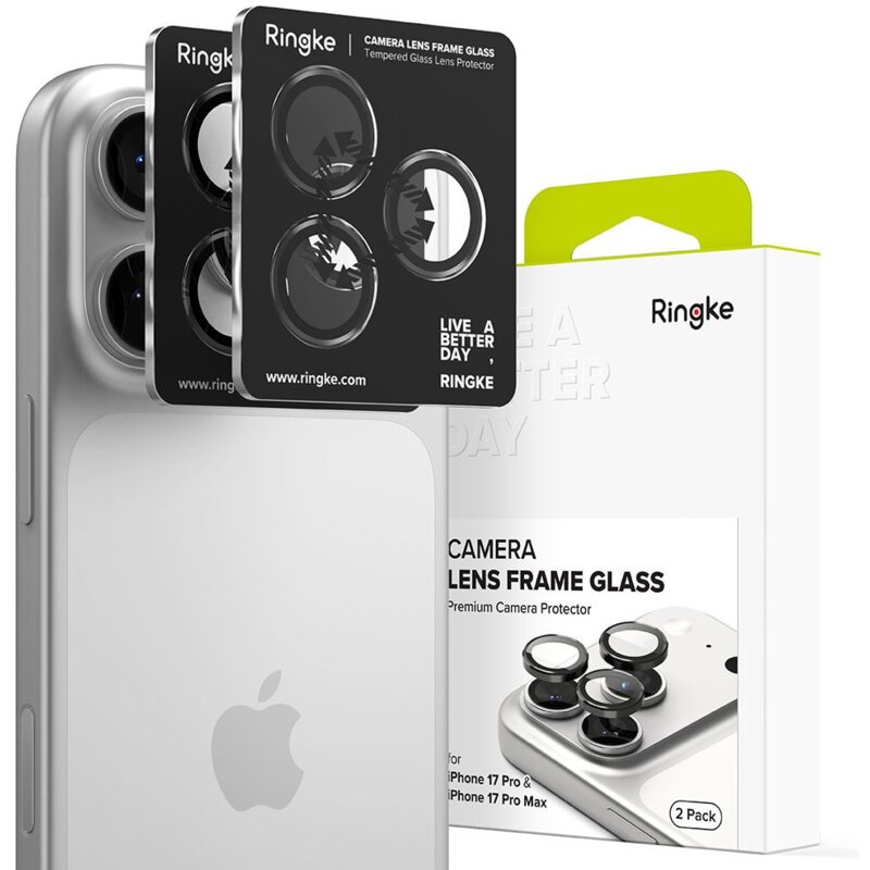Szkło hartowane na obiektyw RINGKE Camera Frame Protector do Apple iPhone 17 Pro/17 Pro Max Czarny (2 szt.)