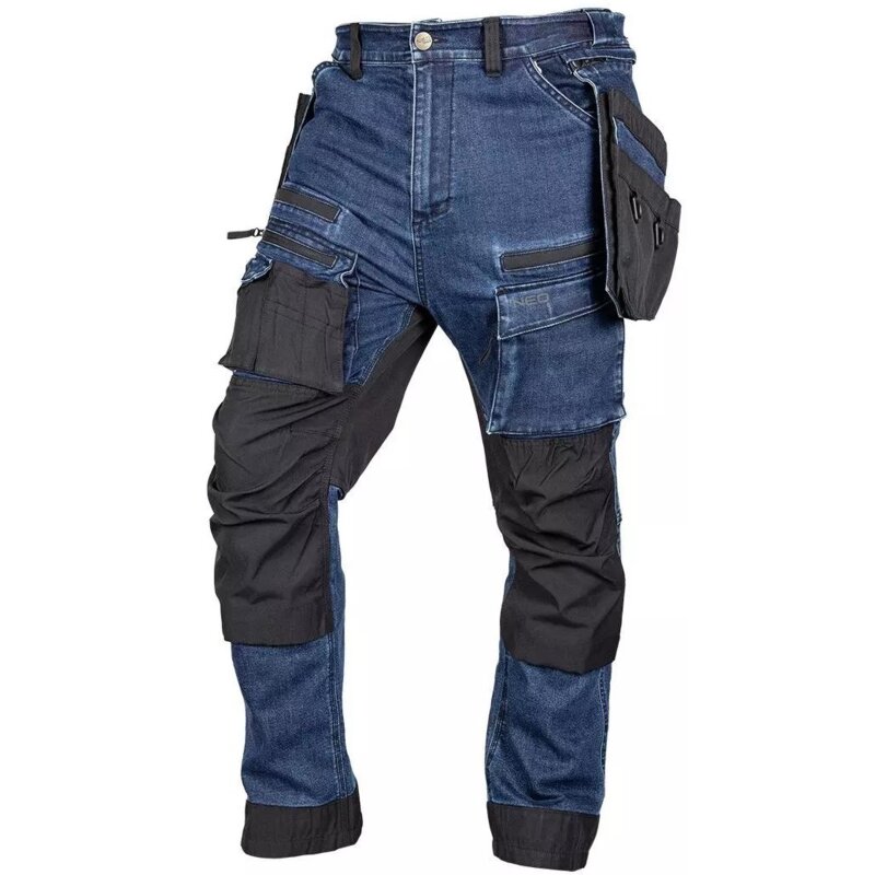 SPODNIE ROBOCZE DENIM WZMOCNIENIA CORDURA, GRANATO