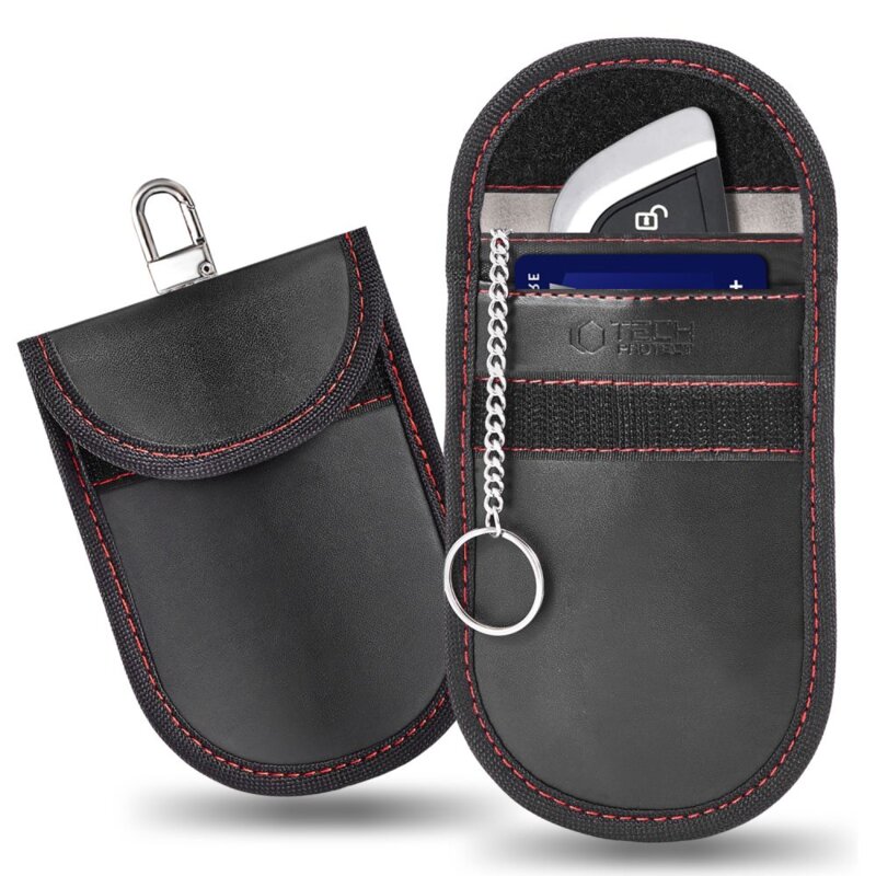 Etui z ochroną RFID na kluczyki TECH-PROTECT KLR100 RFID Signal Blocker Czarno-czerwony