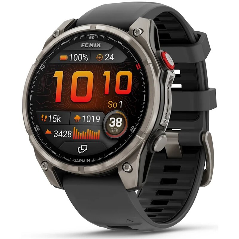 Zegarek sportowy Garmin Fenix 8 Pro 47mm AMOLED Sapphire Tytanowy z czarno-szarym paskiem