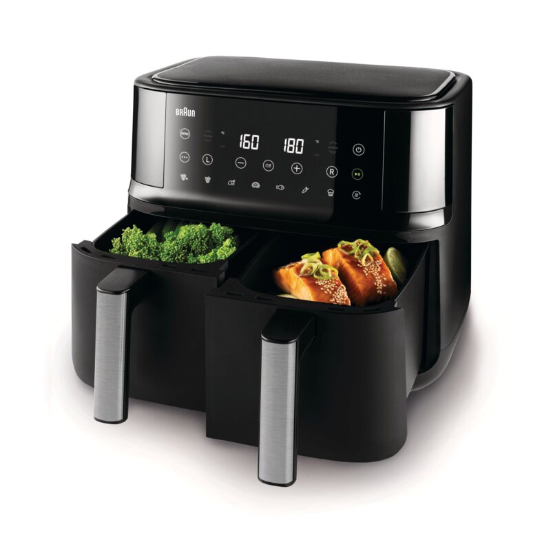 Air Fryer Frytkownica beztłuszczowa BRAUN TD3030.IBK 8l z podwójnym koszem 8 automatycznych programów