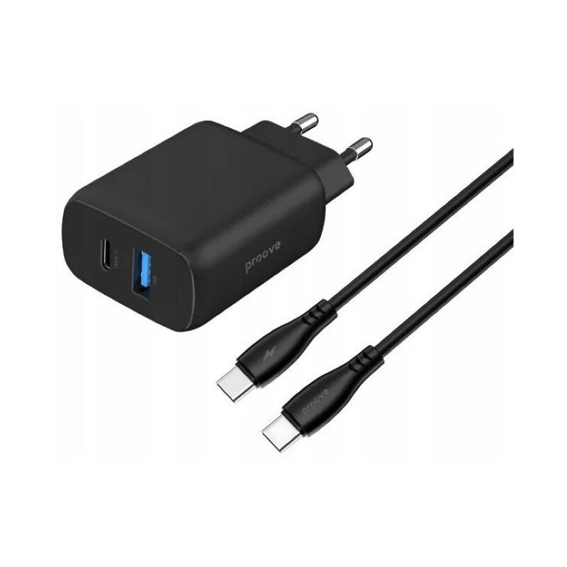 Ładowarka sieciowa PROOVE WCSP23011001 30W Czarny ładowarka do telefonu USB, USB-C + kabel