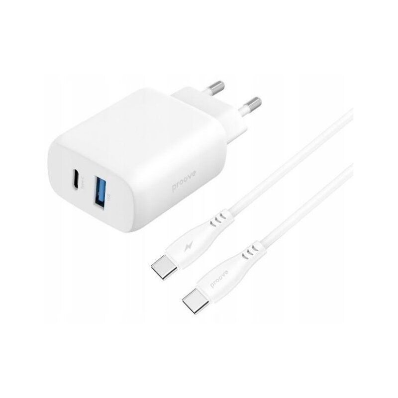 Ładowarka sieciowa PROOVE WCSP23011002 30W Biały ładowarka do telefonu USB, USB-C + kabel