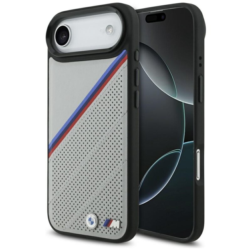 Etui BMW M Tricolor Metal Logo MagSafe do Apple iPhone Air Szary