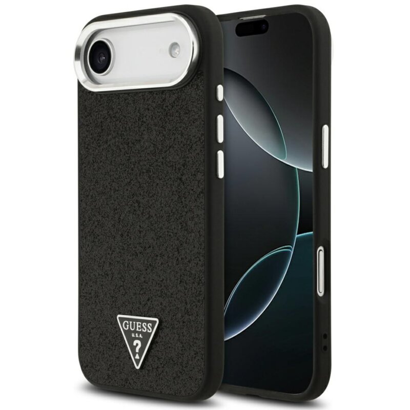 Etui GUESS Glitter Triangle Logo MagSafe do Apple iPhone Air Czarny
