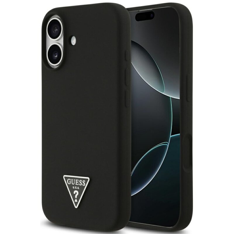 Guess Silicone Triangle Logo MagSafe do iPhone 17 czarny