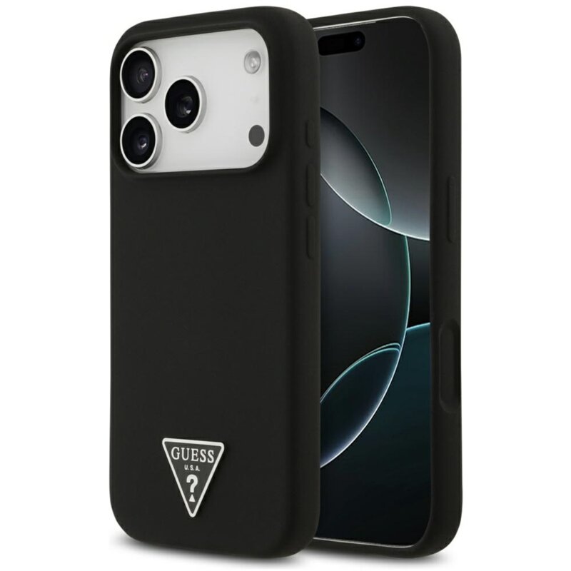 Guess Silicone Triangle Logo MagSafe do iPhone 17 Pro Max czarny