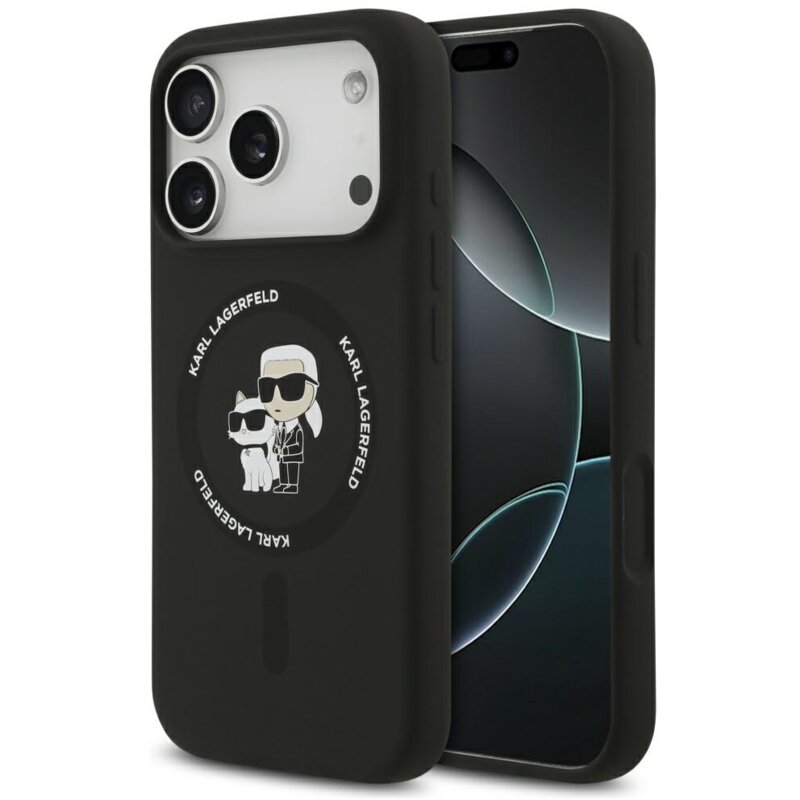 Etui KARL LAGERFELD Silicone Karl&Choupette Ring MagSafe do Apple iPhone 17 Pro Max Czarny