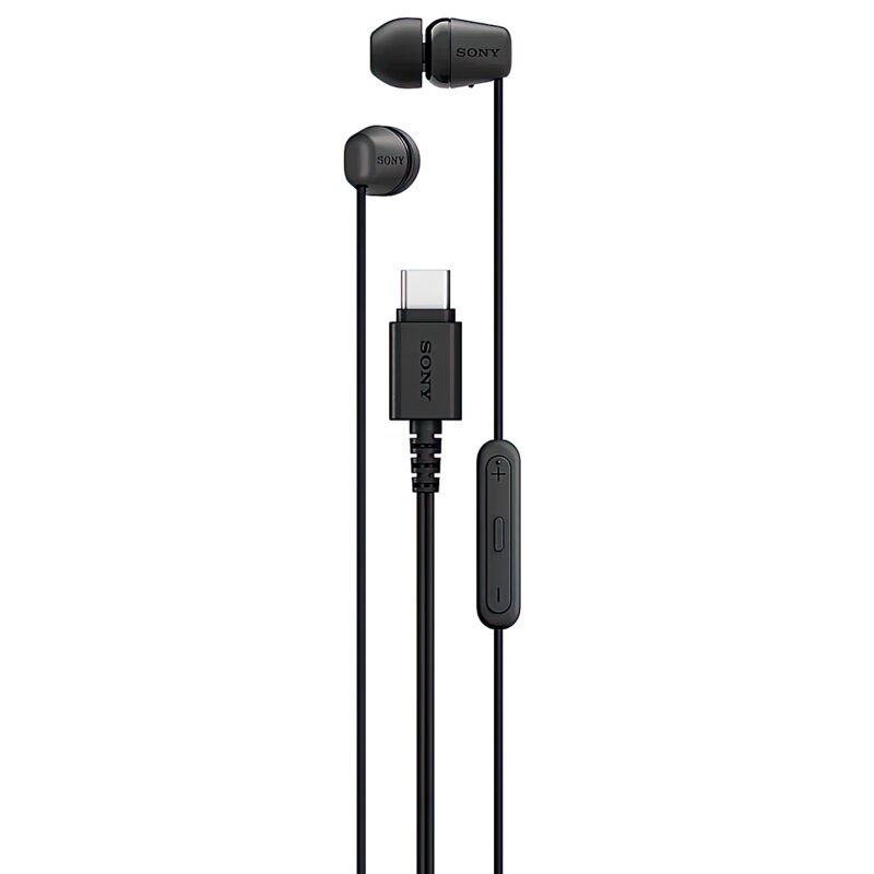Słuchawki dokanałowe SONY EX15C z USB-C, Mikrofon, Przewodowe, Pilot z regulacją głośności, Ultralekkie 3 g, Czarne