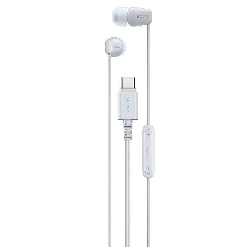 Słuchawki dokanałowe SONY EX15C z USB-C, Mikrofon, Przewodowe, Pilot z regulacją głośności, Ultralekkie 3 g, Białe