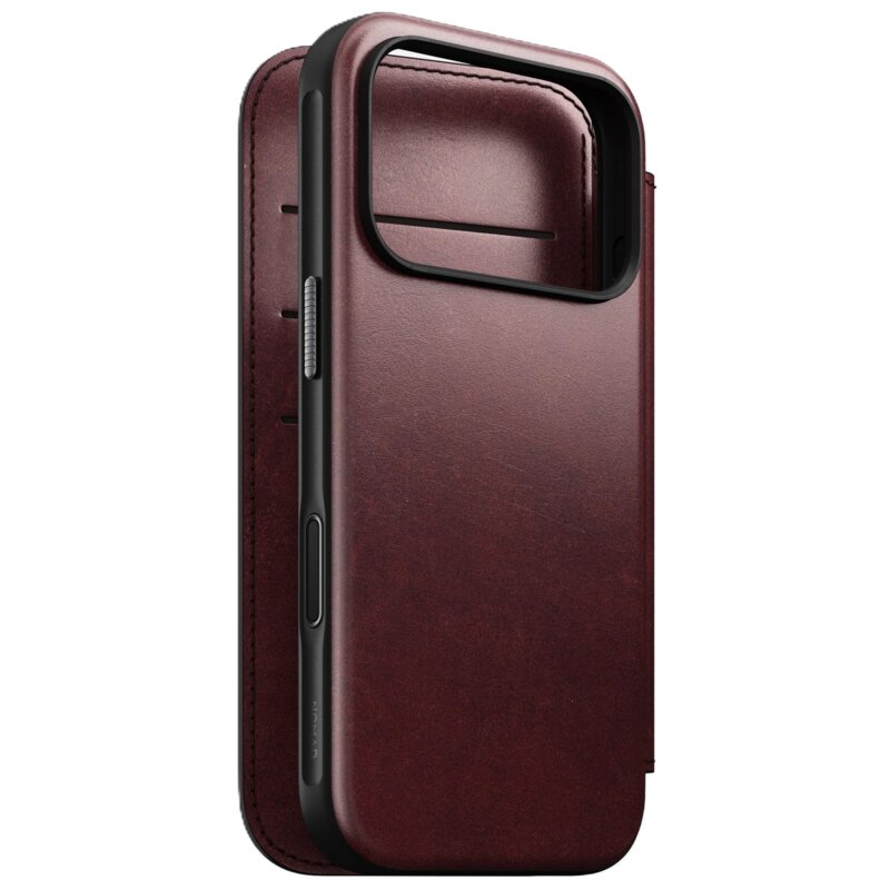 Nomad Modern Leather Folio do iPhone 17 Pro Bordowy
