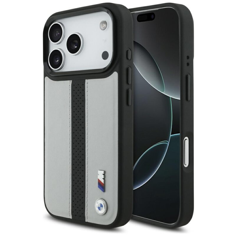 Etui BMW M Perforated Stripe Logo MagSafe do Apple iPhone 17 Pro Szary