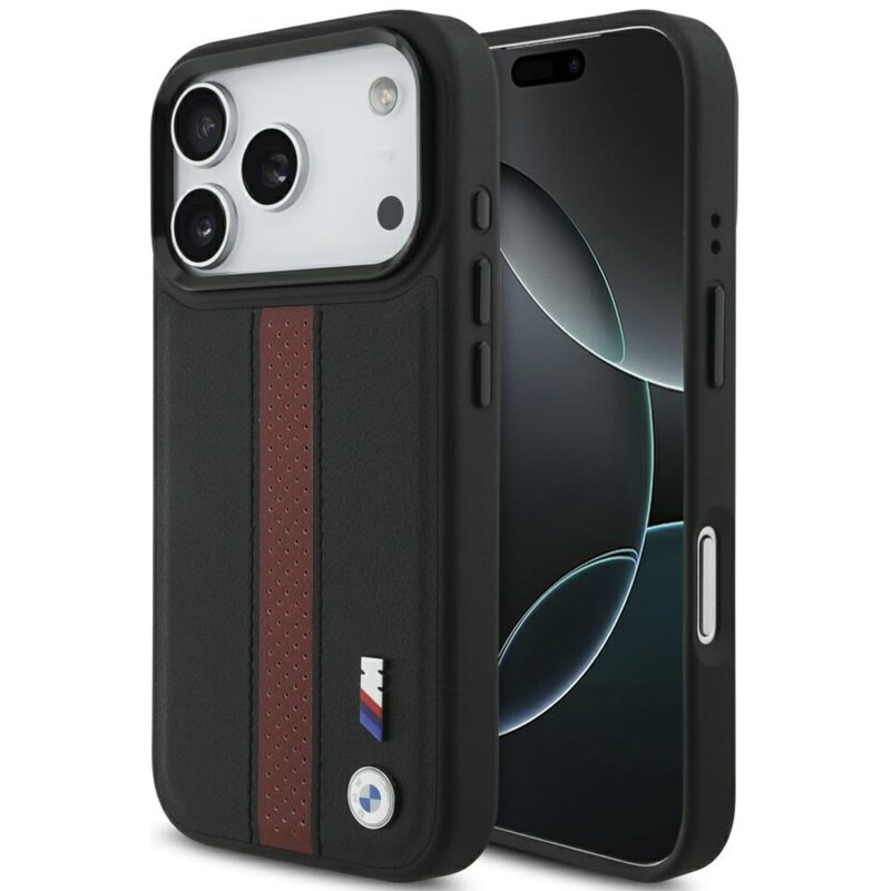 Etui BMW M Perforated Stripe Logo MagSafe do Apple iPhone 17 Pro Czerwony