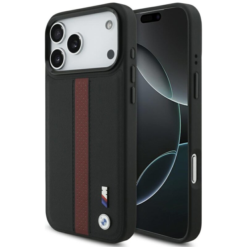 Etui BMW M Perforated Stripe Logo MagSafe do Apple iPhone 17 Pro Max Czerwony